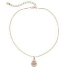 Lc Lauren Conrad Simulated Crystal Teardrop Pendant Choker Necklace, Women's, Gold