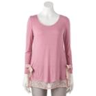 Women's Lc Lauren Conrad Mock-layer Printed Top, Size: Large, Light Pink