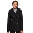 Women's Braetan Hooded Double-breasted Peacoat, Size: Small, Black