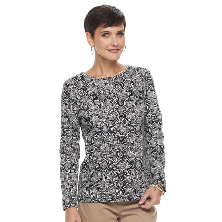 Women's Croft & Barrow&reg; Crewneck Tee, Size: Xl, Oxford
