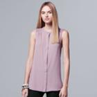 Petite Simply Vera Vera Wang Smocked-shoulder Sleeveless Shirt, Women's, Size: L Petite, Med Purple
