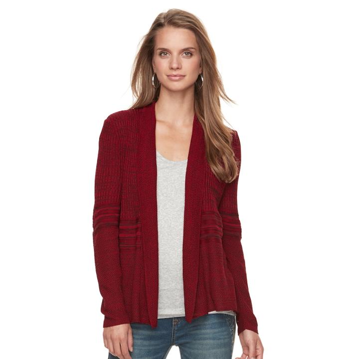 Petite Apt. 9&reg; Peplum Open-front Cardigan, Women's, Size: L Petite, Med Red