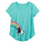 Girls 7-16 & Plus Size So&reg; Curve Hem Shiny Graphic Tee, Size: 14, Turquoise/blue (turq/aqua)
