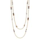 Simply Vera Vera Wang Long Double Strand Beaded Station Necklace, Women's, Med Pink