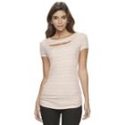 Juniors' Candie's&reg; Ribbed Cutout Tee, Girl's, Size: Medium, Pink
