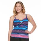 Plus Size Trimshaper Cara Bust Enhancer Tankini Top, Women's, Size: 18 W, Multi Pink