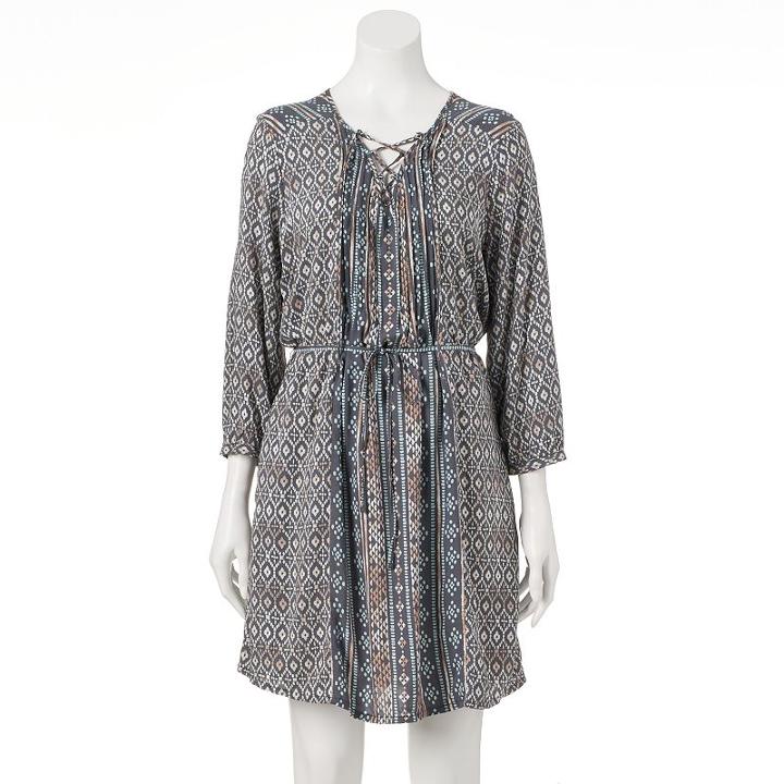 Women's Sonoma Goods For Life&trade; Lace-up Peasant Dress, Size: Large, Dark Grey