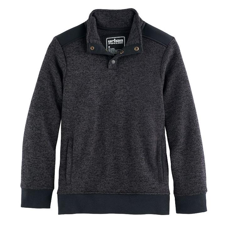 Boys 8-20 Urban Pipeline Fleece Half-snap Sweater, Size: Large, Grey