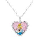 Disney's Cinderella Silver-plated Heart Pendant Necklace, Women's, Grey