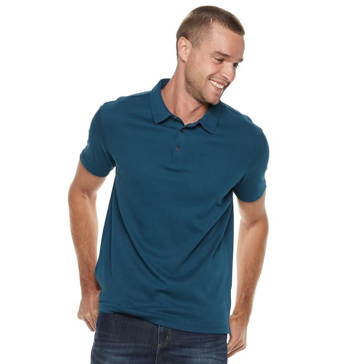 Men's Apt. 9&reg; Regular-fit Soft Touch Stretch Interlock Polo, Size: Large, Dark Blue