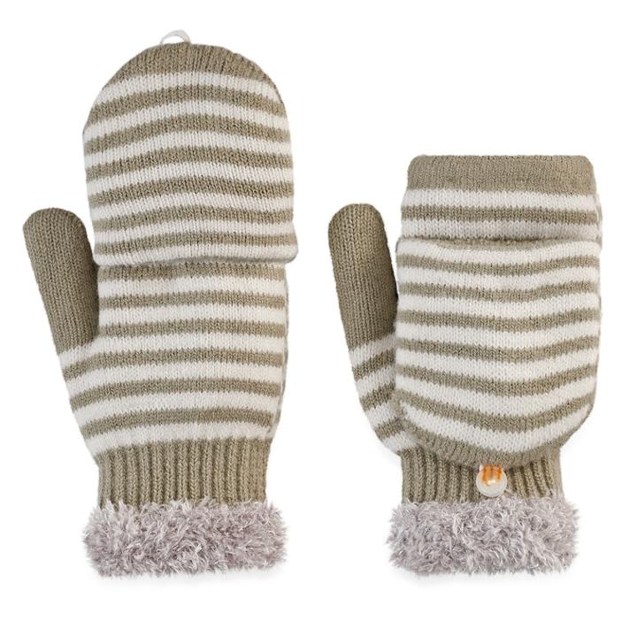 Sonoma Goods For Life™ Women's Striped Convertible Flip-top Mittens, Grey