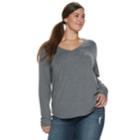 Juniors' Plus Size So&reg; Perfect V-neck Tee, Teens, Size: 2xl, Grey (charcoal)