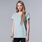 Women's Simply Vera Vera Wang Split Back Tee, Size: Medium, Grey