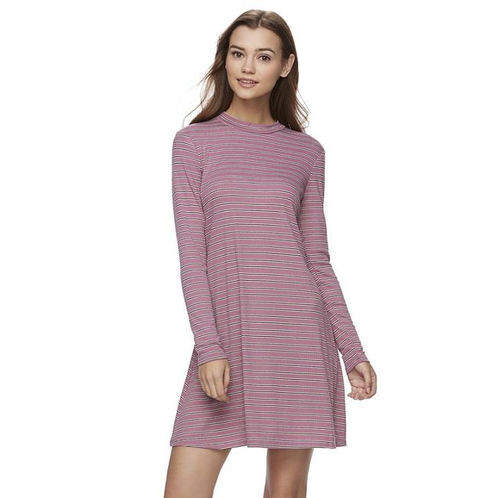 Juniors' Love, Fire Ribbed Mockneck Skater Dress, Girl's, Size: Xl, Pink Other