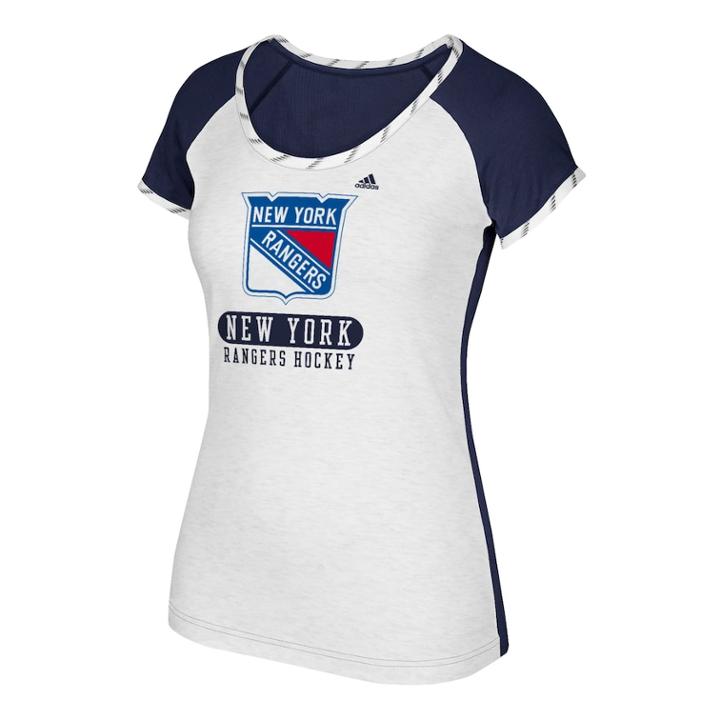 Women's Adidas New York Rangers Constructed Raglan Tee, Size: Large, White