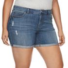 Plus Size Jennifer Lopez Boyfriend Jean Shorts, Women's, Size: 18 W, Dark Blue