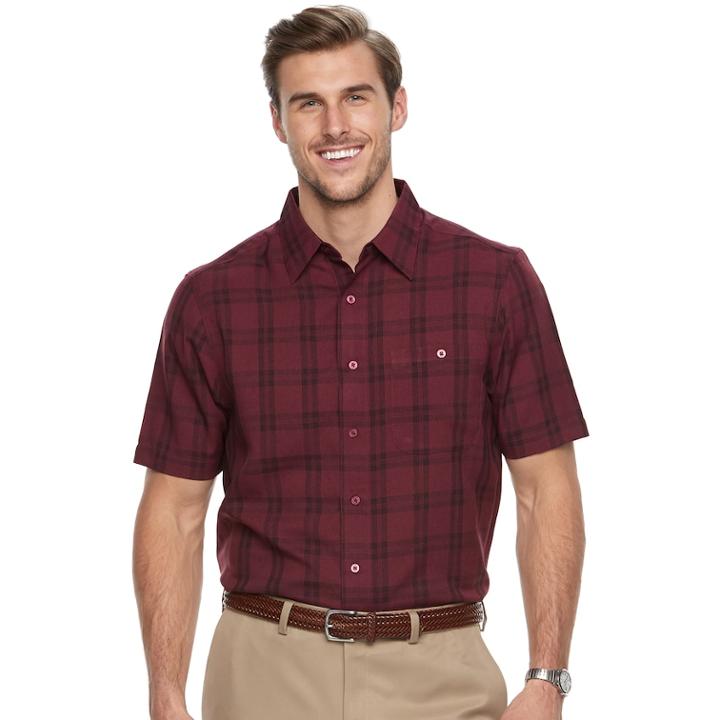 Big & Tall Haggar Regular-fit Microfiber Woven Button-down Shirt, Men's, Size: 2xb, Drk Purple