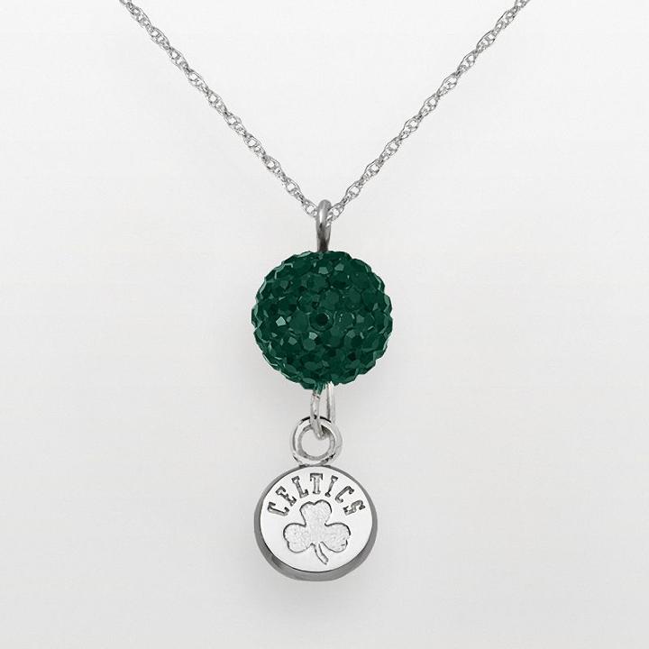 Boston Celtics Sterling Silver Crystal Ball Pendant, Women's, Size: 18, Green