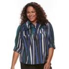 Plus Size Dana Buchman Nailhead Button-down Camp Shirt, Women's, Size: 1xl, Blue
