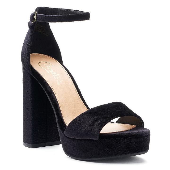 Candie's&reg; Gowns Women's Velvet Platform Heels, Size: Medium (9), Black