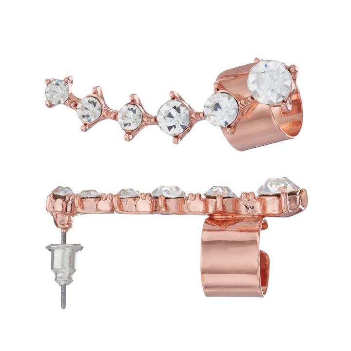 Mudd&reg; Graduated Simulated Crystal Nickel Free Climber Earrings, Women's, Pink Other