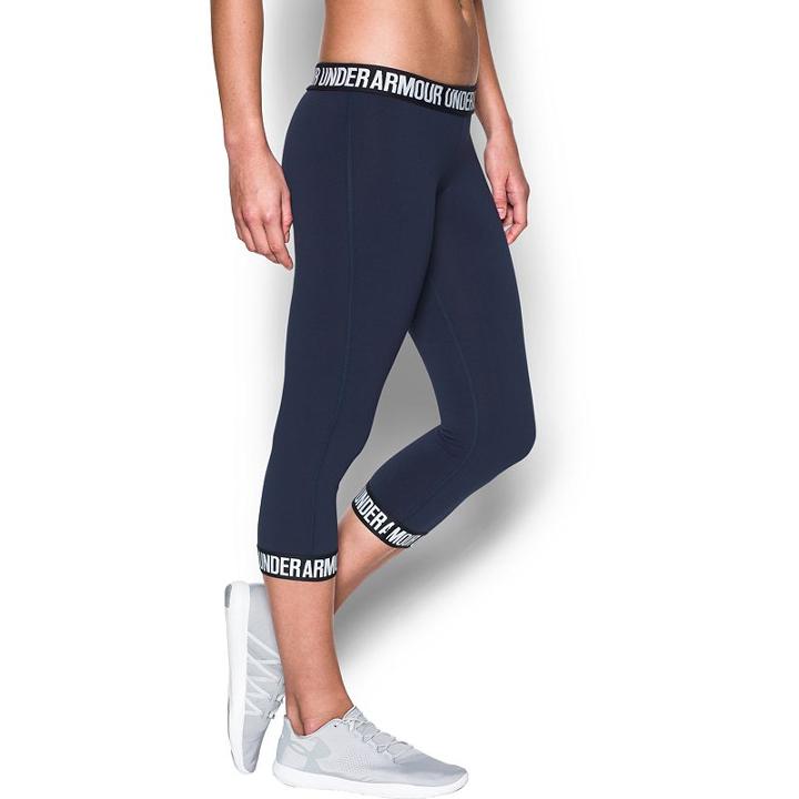 Women's Under Armour Favorite Wordmark Capris, Size: Medium, Blue (navy)