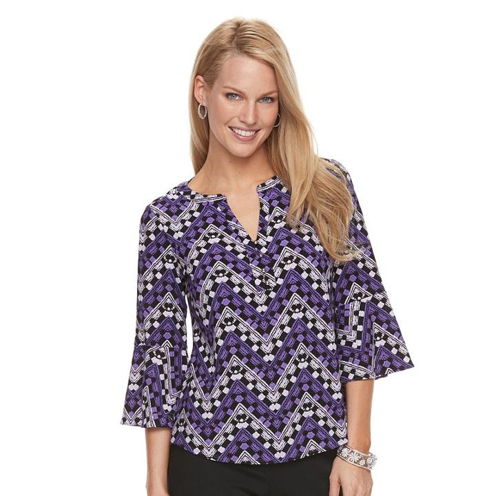 Women's Dana Buchman Bell Sleeve Crepe Top, Size: Small, Purple