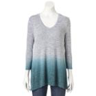 Women's Sonoma Goods For Life&trade; Ombre V-neck Tunic Sweater, Size: Medium, Silver