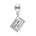 Individuality Beads Crystal Sterling Silver Love You Sis Envelope Charm, Women's, White
