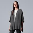 Women's Simply Vera Vera Wang Draped Open-front Poncho, Size: L-xl, Dark Grey