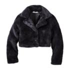 Girls 7-16 Knitworks Heart Button Faux Fur Coat, Size: 12, Black
