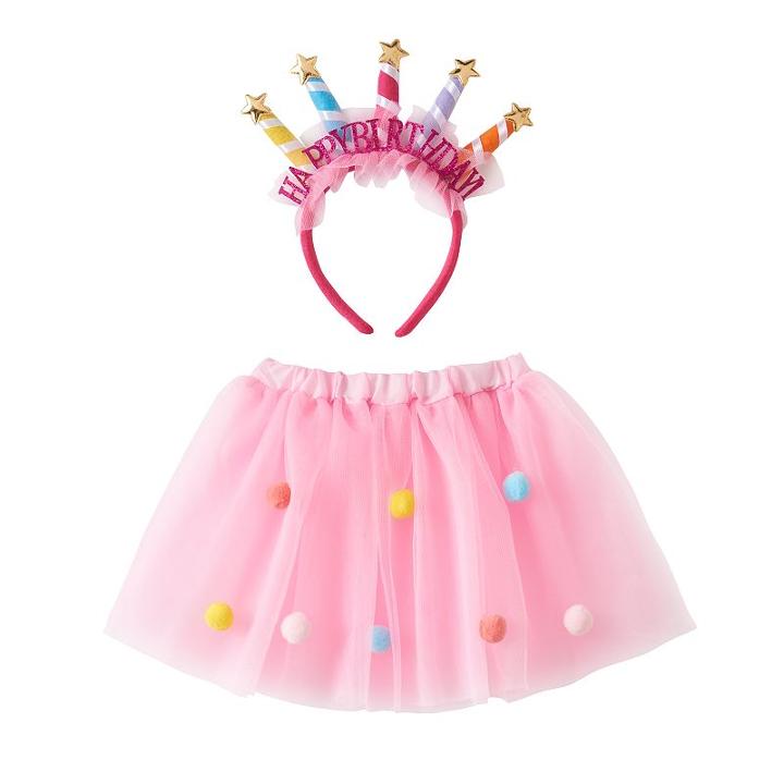 Girls 4-6x Birthday Crown & Tutu Set, Girl's, Multicolor