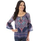 Women's Apt. 9&reg; Printed Keyhole Top, Size: Xl, Navy Paisley
