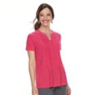 Women's Croft & Barrow&reg; Jacquard Pintuck Henley Top, Size: Xs, Med Pink