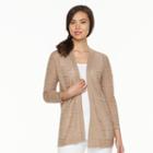 Women's Croft & Barrow&reg; Pointelle Chevron Open Front Cardigan, Size: Xl, Med Beige