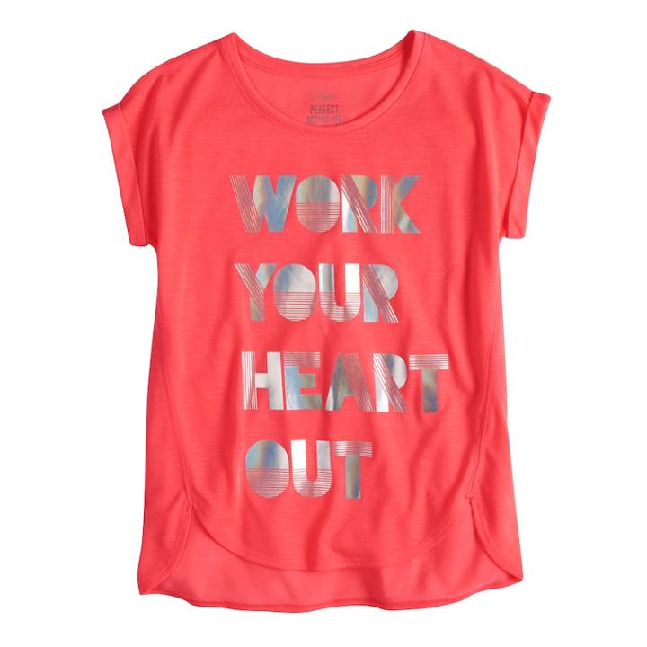 Girls 7-16 So&reg; Easy Roll Cuff Foil Graphic Tee, Size: 14, Lt Orange