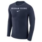 Men's Nike Byu Cougars Marled Long-sleeve Dri-fit Tee, Size: Medium, Blue (navy)