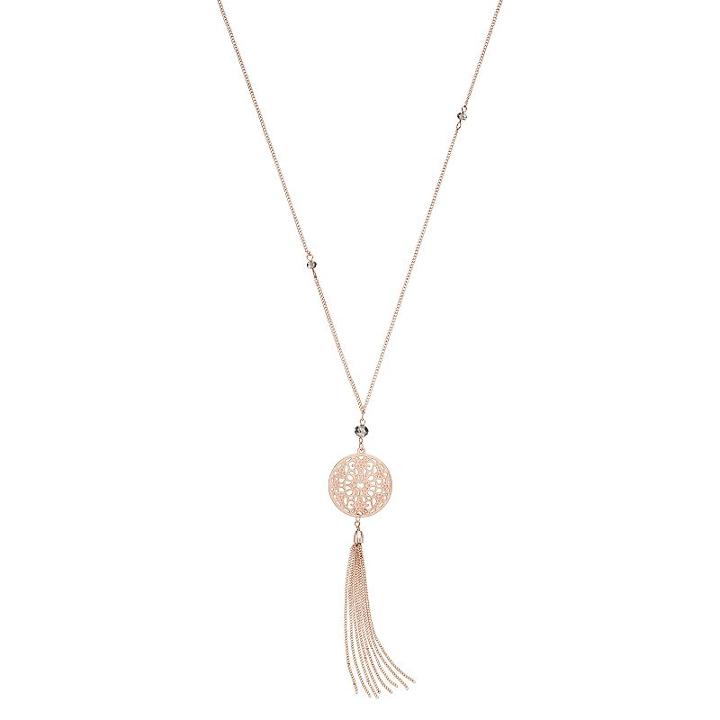 Lc Lauren Conrad Long Openwork Disc Tassel Y Necklace, Women's, Light Pink