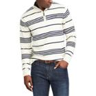 Men's Chaps Classic-fit Striped Quarter-zip Sweater, Size: Medium, Natural