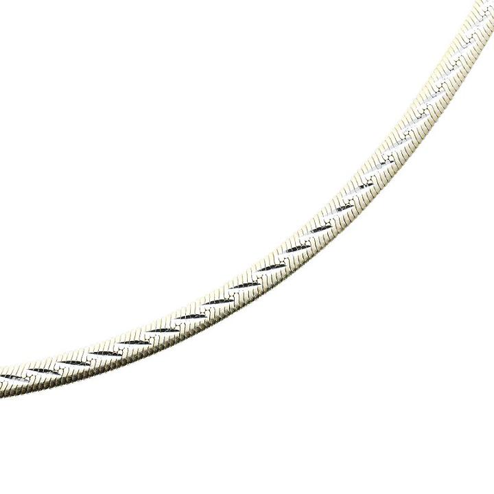 Sterling Silver Two Tone Reversible Herringbone Chain Anklet, Women's, Size: 10, Grey