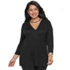 Plus Size Dana Buchman Release Pleat Top, Women's, Size: 0x, Black