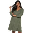 Juniors' Plus Size So&reg; Henley Swing Dress, Teens, Size: 1xl, Med Green