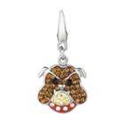 Sterling Silver Crystal Bulldog Charm, Women's, Brown