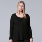 Plus Size Simply Vera Vera Wang Floral Tee, Women's, Size: 2xl, Black