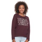 Junior's Hybrid Tees Cocoa & Cookies Pullover Sweatshirt, Teens, Size: Large, Dark Red