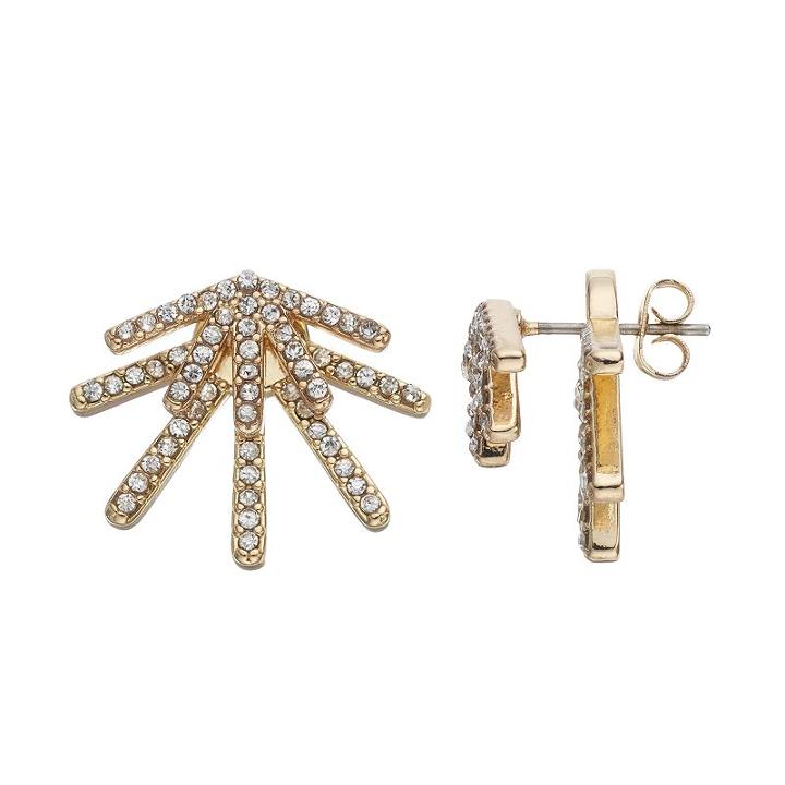 Lc Lauren Conrad Simulated Crystal Fan Jacket Earrings, Women's, Gold