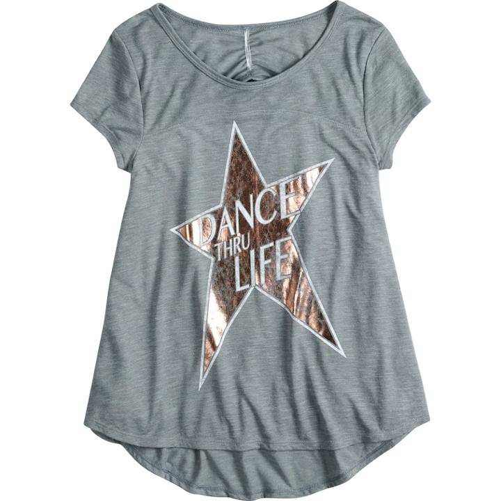 Girls 7-16 & Plus Size So&reg; Ruched Back Graphic Tee, Size: 18 1/2, Grey