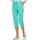 Women's Cathy Daniels Button-hem Pull-on Capris, Size: Small, Green