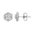 Sterling Silver 1/4 Carat T.w. Diamond Hexagon Stud Earrings, Women's, White