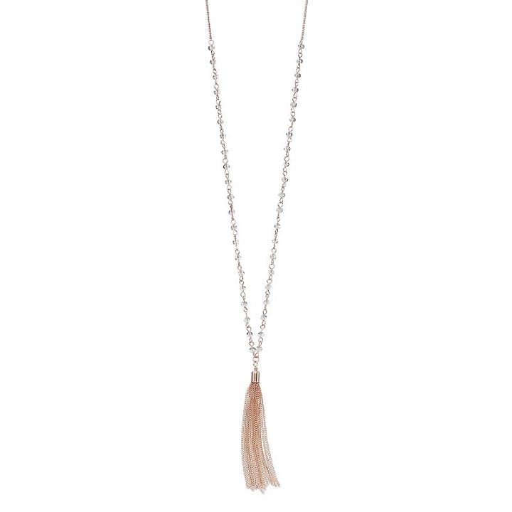 Lc Lauren Conrad Long Beaded Link Tassel Necklace, Women's